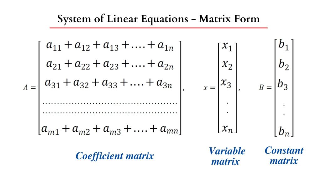 General equation of system of linear equation matrix form