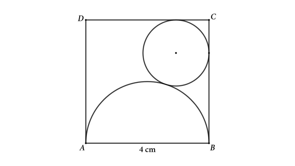 Square and circle math problems: Find the radius of the circle