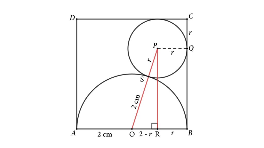 Square and circle math problems: Find the radius of the circle