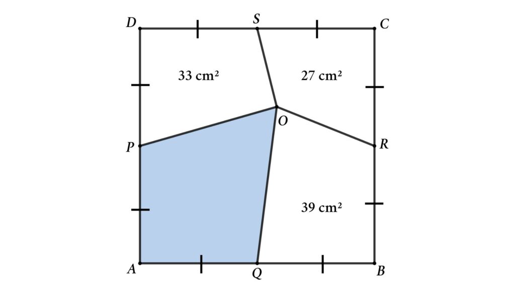 find the area of the quadrilateral inside a square