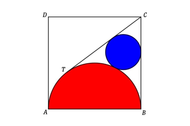 Geometry Math Problem: Find the Relation between the Area of a Circle and the Semicircle Inside the Square