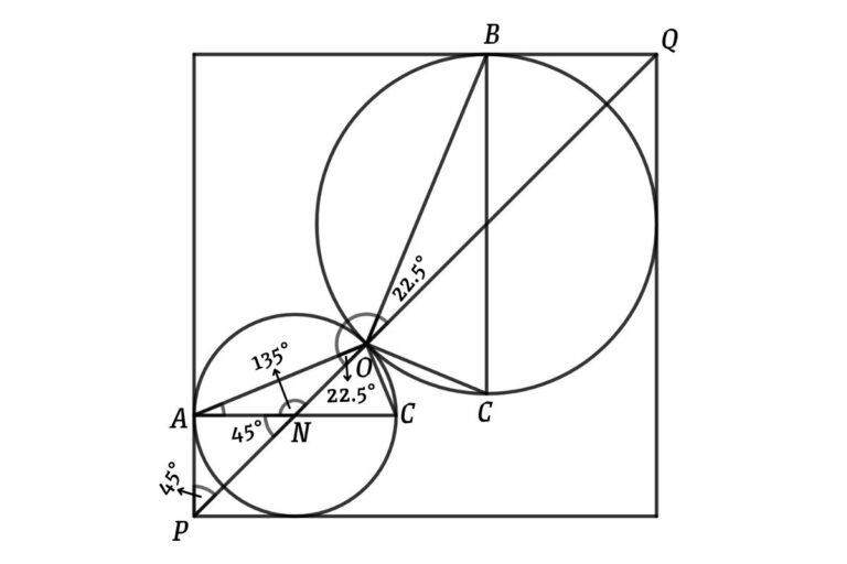 Now, draw the diameter of the smaller circle through A and connect the other end of the diameter to O