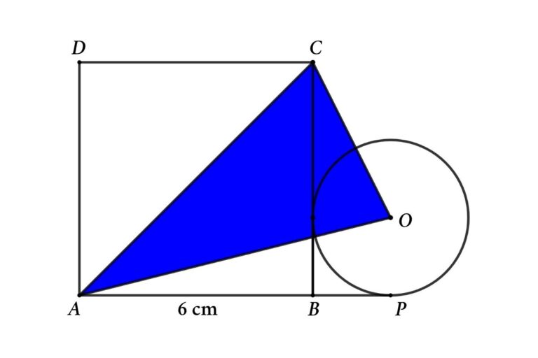 Geometry Math problem Find The Area Of The Triangle Formed By Connecting Opposite Corners Of The Square And Centre Of The Circle