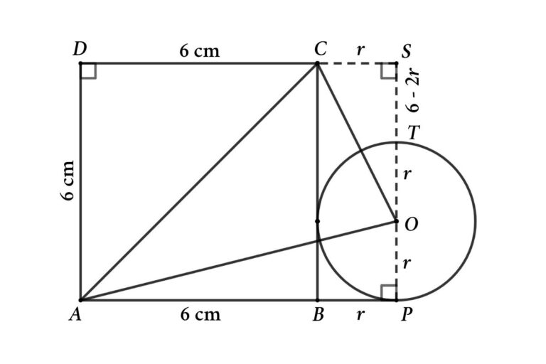 Solution to Geometry Math problem: Find The Area Of The Triangle Formed By Connecting Opposite Corners Of The Square And Centre Of The Circle